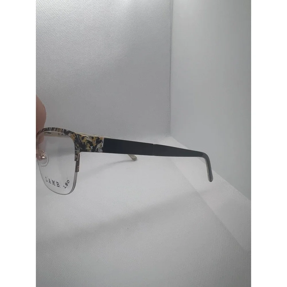 L.A.M.B. LA091 Designer Eyeglasses Frames Gold Stainless Steel Unique Pattern‎